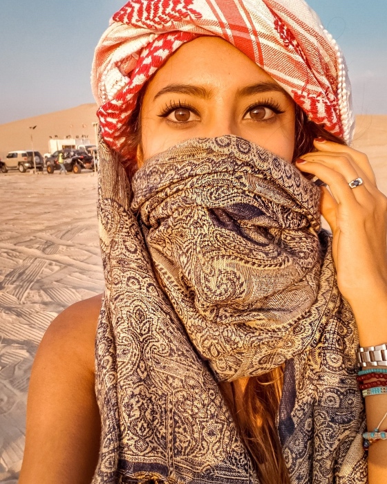 Mariel de Viaje desierto de Qatar