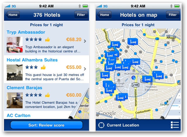 interfaz de la app boking Cortesía de @eresandroid.com