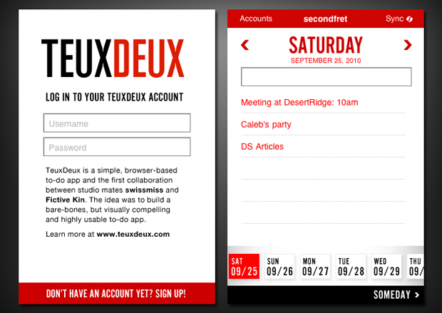 interfaz de la aplicación teuxdeux Cortesía de @teuxdeux